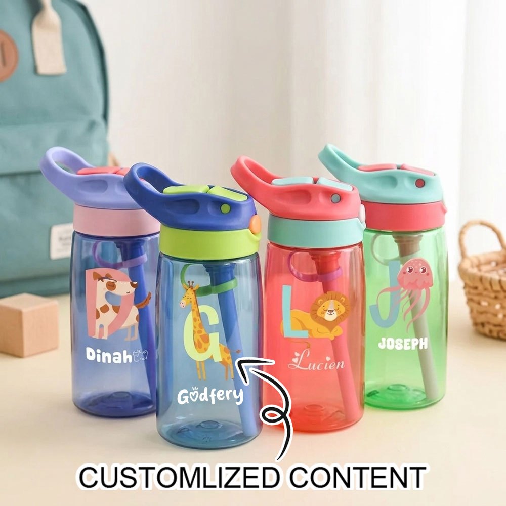 Sports Equipment And Names - Bottiglia per bambini con coperchio a
