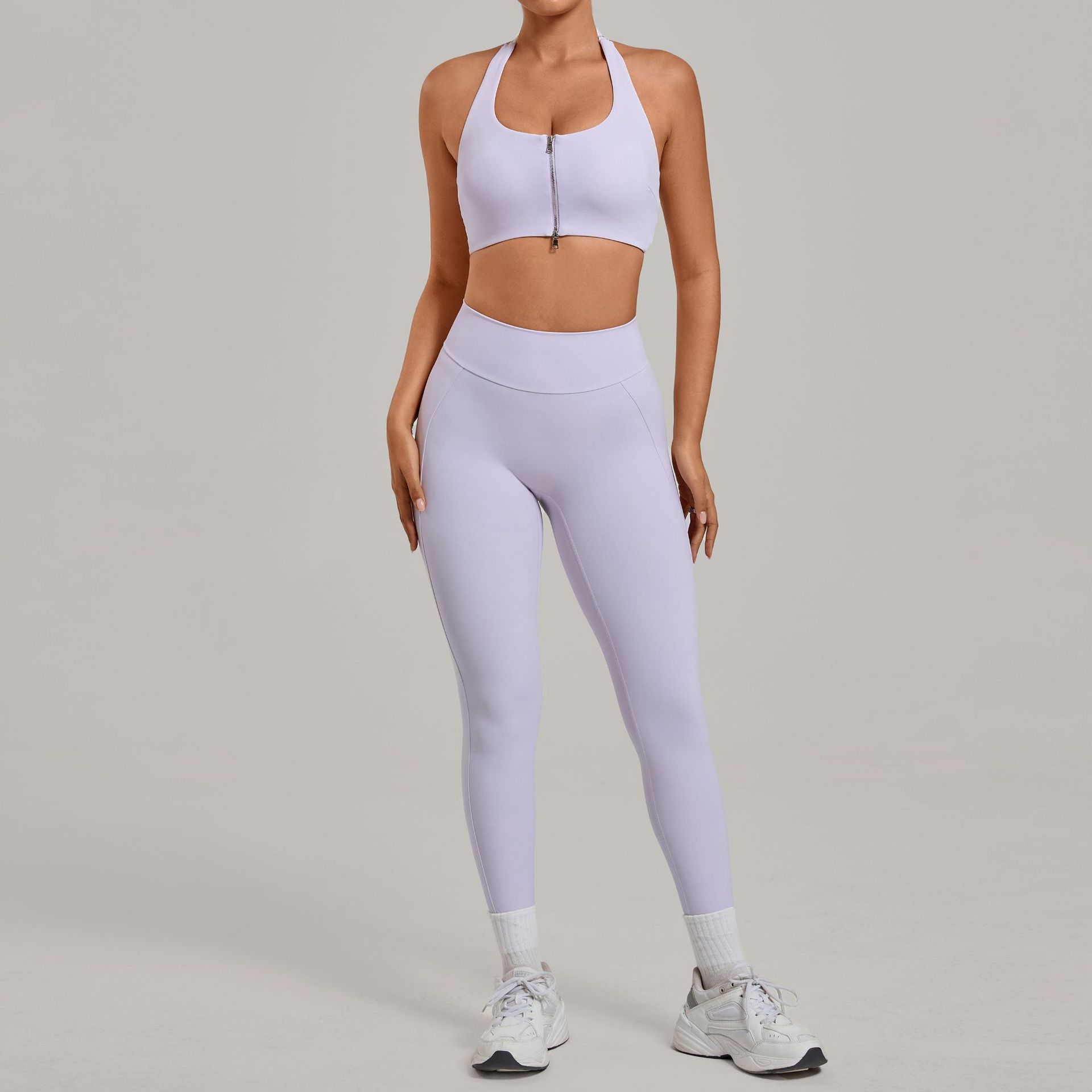 Sports Equipment Logos - Reggiseno sportivo con zip e scollo